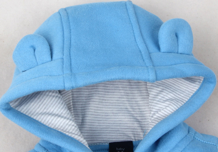 Blue Color One-piece Zipper Hooded Sweater For Children