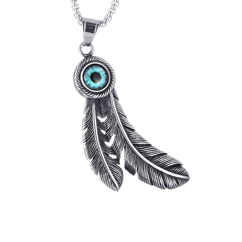 ec8d0f3b 6fa0 4693 8674 3796c04854d9 Punk Titanium Steel Takahashi Feather Pendant