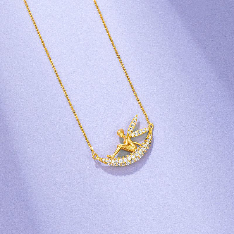 ee086877 8451 41ac bab5 b33d52698588 Simple 24k gold plated angel necklace