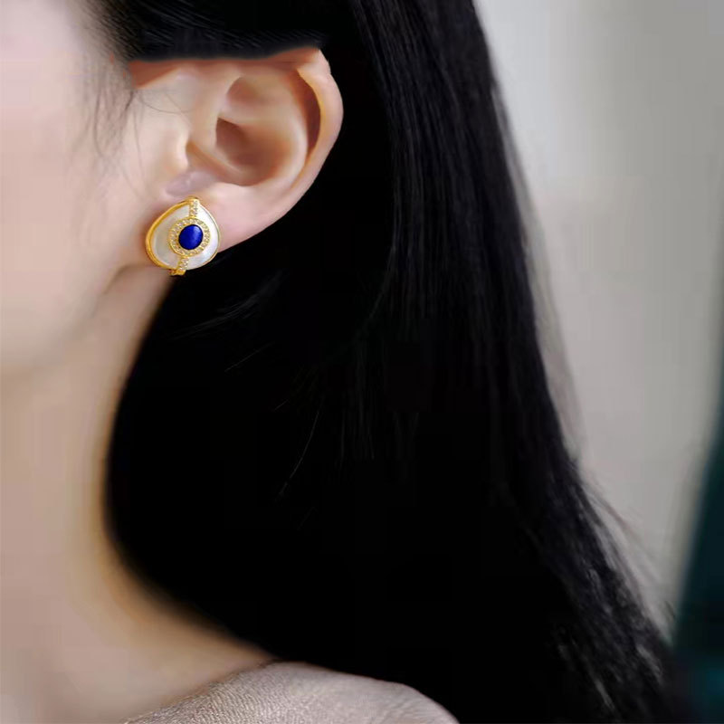 ee51e215 86d5 4970 bf5a 757d034a81aa Natural White Fritillaria Water Drops Earstuds Female Sterling Silver