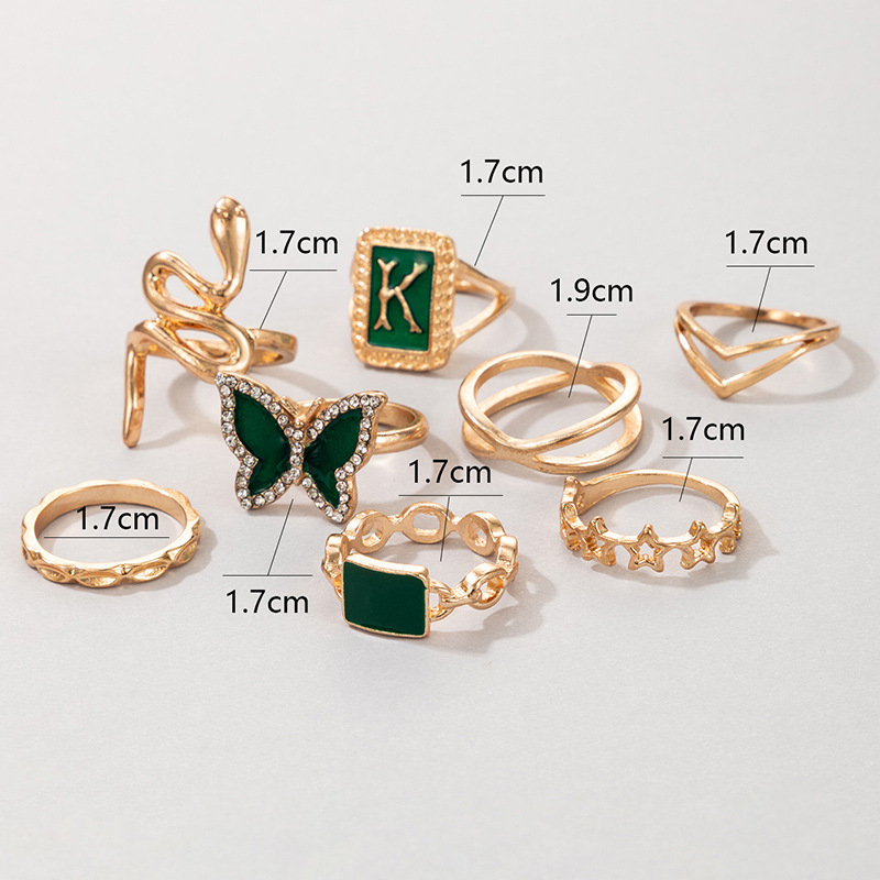 Ring Gold Green K Letter Snake Butterfly 1 ee926449 5bf1 4fd9 b5ff f8196ca275d0 Ring Gold Green K Letter Snake Butterfly