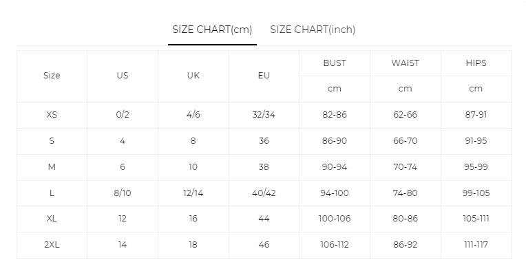 Size Chart for Maxi Slip Dress Leopard Print  - A.A.Y FASHION