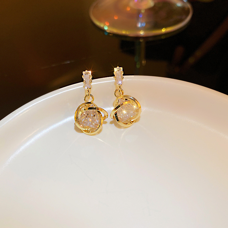 f00cc8ee 43f0 44e1 a2e3 e98b858f6251 Exquisite Triangular Zircon Pendant Earrings Round Cross Gold Color Ear Stud Women Wedding Party Jewelry Gift