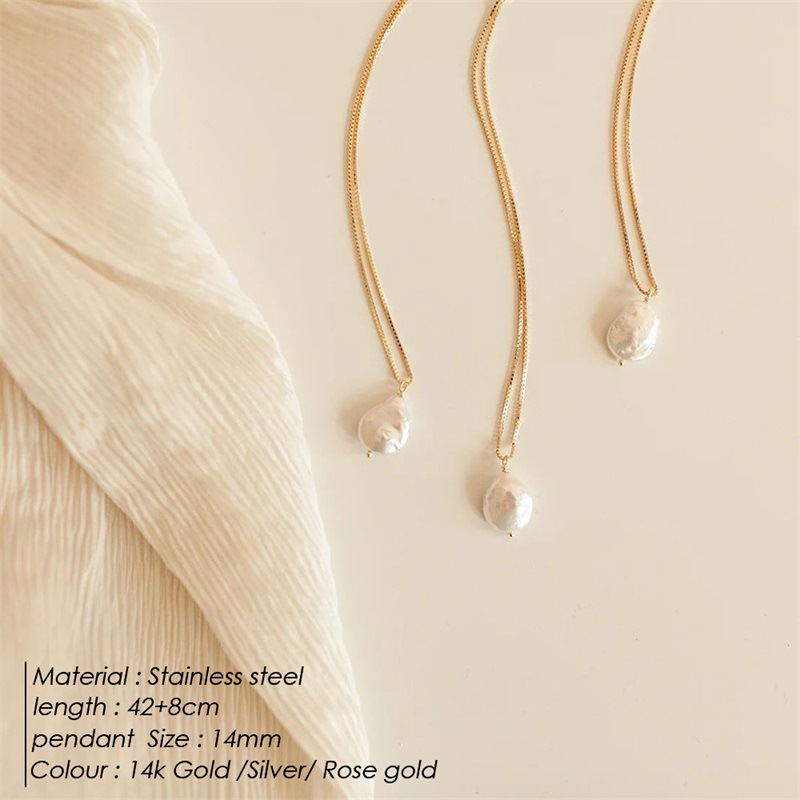 Baroque Freshwater Pearl Necklace Pendant Gold Plated Chain Necklace 1 f021f43e 7101 4552 9e80 e4427cb5e52a Baroque Freshwater Pearl Necklace Pendant Gold Plated Chain Necklace