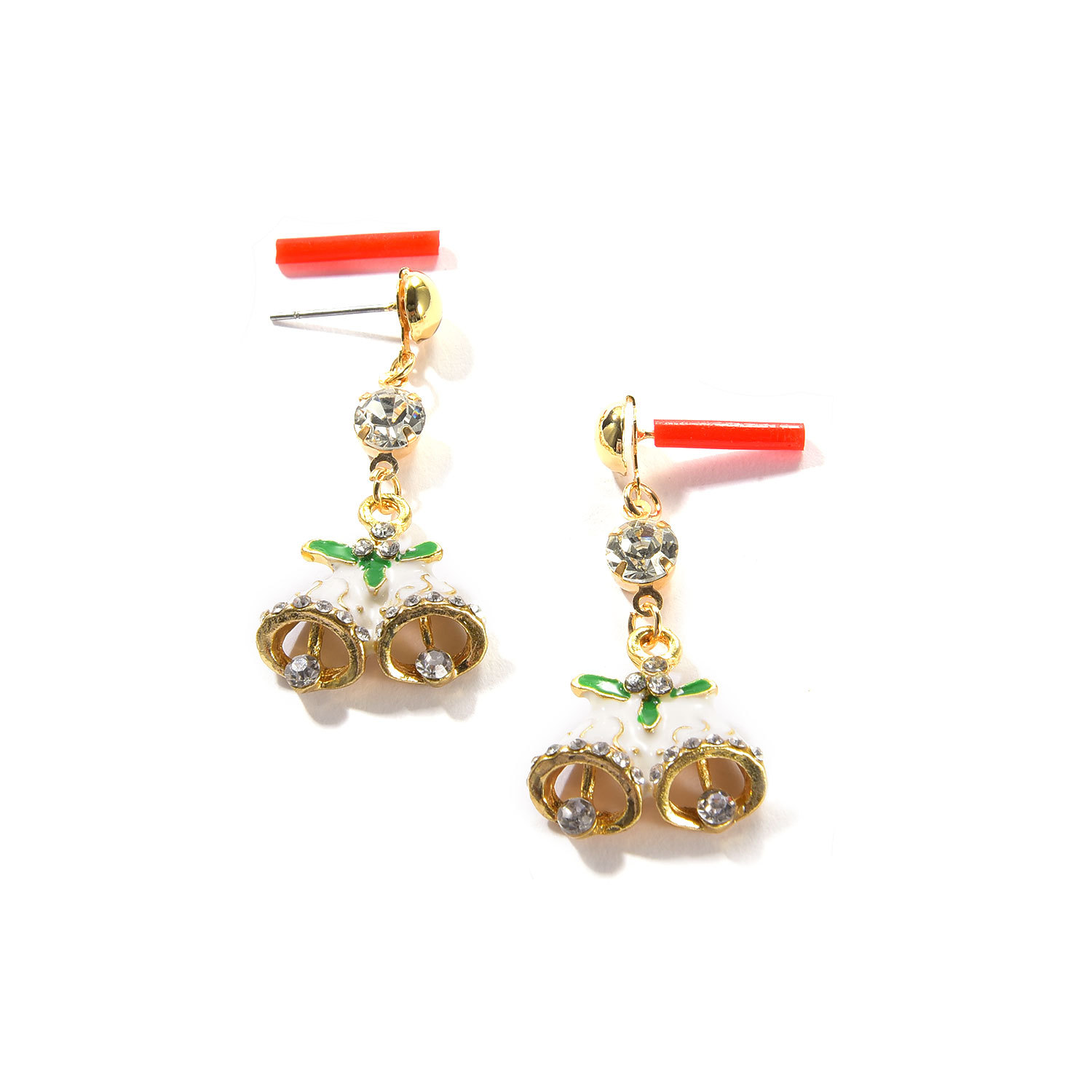 f032213d fe64 41fe 9cab 7645abbd92fc Fashionable Christmas Bell Shaped Rhinestone Stud Earrings