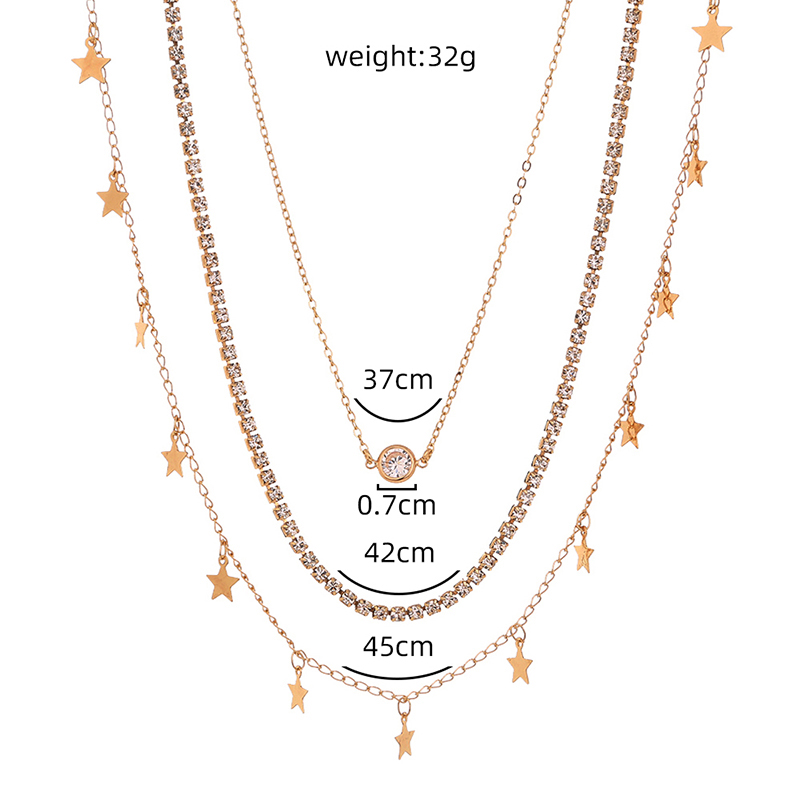 f078ab29 3105 4fb2 866f a341ab992390 Star Zircon multi-layer necklace