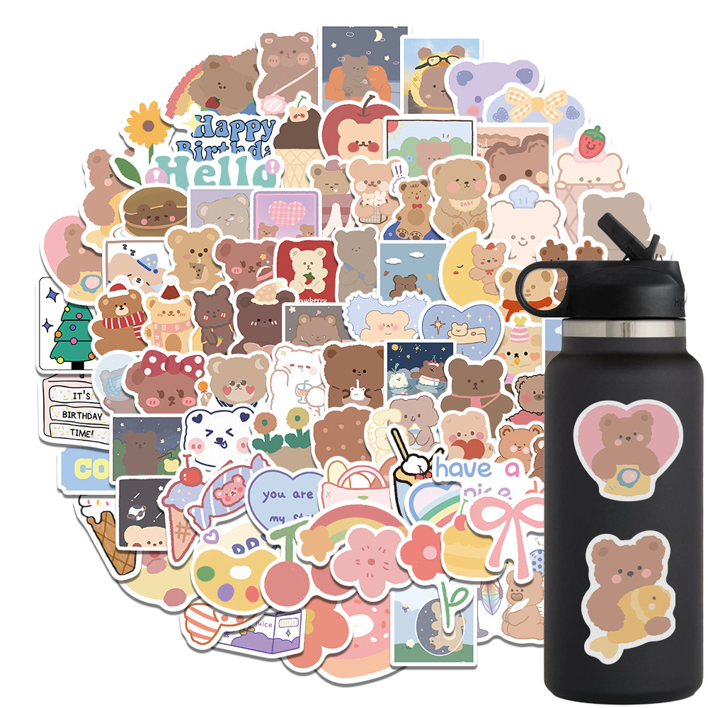 bottle Kawaii Bear Stickers kawaii Cute bear stickers cute pack HUGE Pack 102