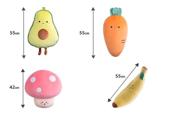 Cute Kawaii Mushroom Plush Toy Pink Color sizes