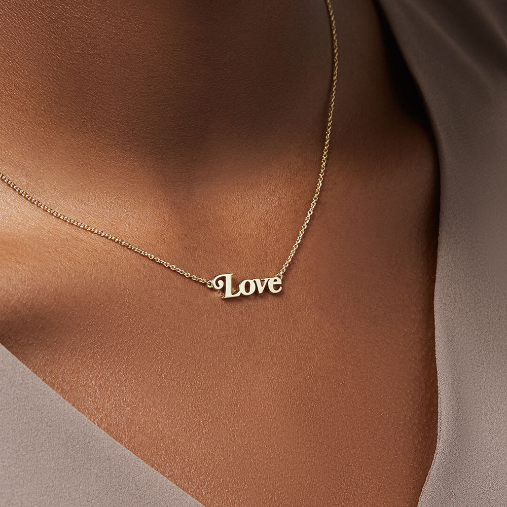 f18a39a1 a98e 410e 9212 16b36078af1c Gold Color Letter Love Lady Collarbone