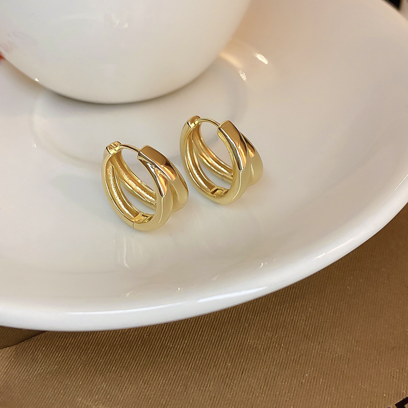 f1acf76e 9ae9 424f b034 95b1f499d764 Real Gold Plating Double-layer C-shaped Earring Fashion