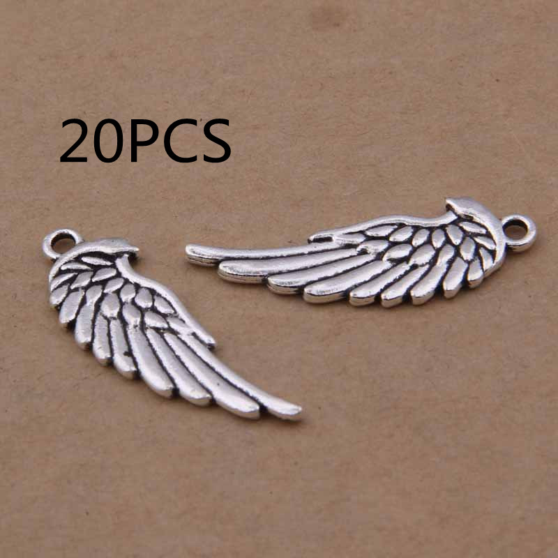 f1e306c1 2373 4a8c b998 9019144addd7 Antique Silver Double-sided Wings Small Pendant Jewelry Accessories