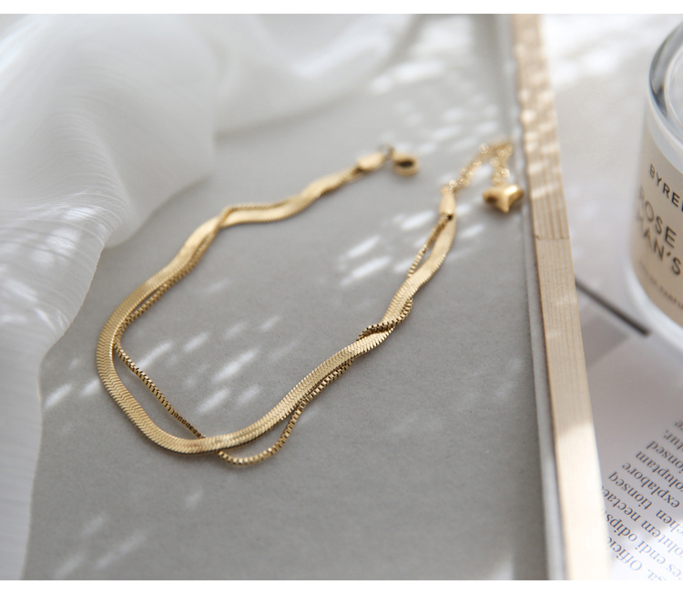 f22f030d 74b5 4e75 bf2d 8f88cd04a72d 18K Rose Gold Plated Double Snake Bone Anklet