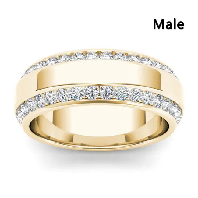 f5551674 52be 4281 b54a c872e110278c Gold Double Row Diamond Zirconia Ring For Men And Women