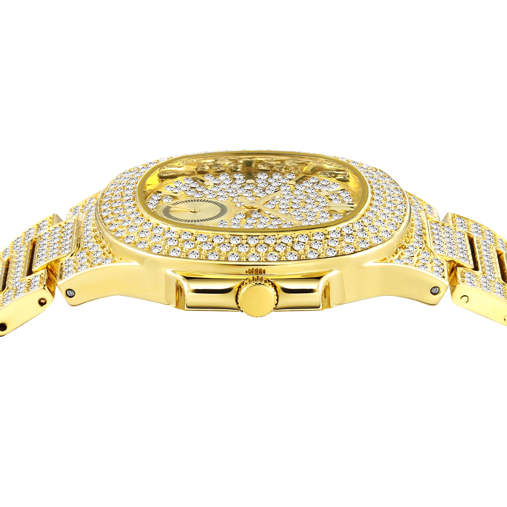 f6b4ca1c e37e 425d accc 86f2bb9ceee9 Hip Hop Full Diamond Dial High-end Gold Full Diamond Men's Quartz Watch