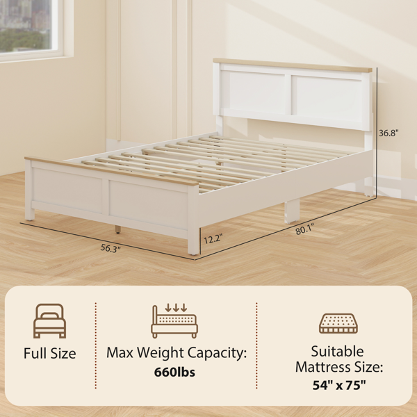 Queen Platform Bed Frame with Headboard and Footboard-9