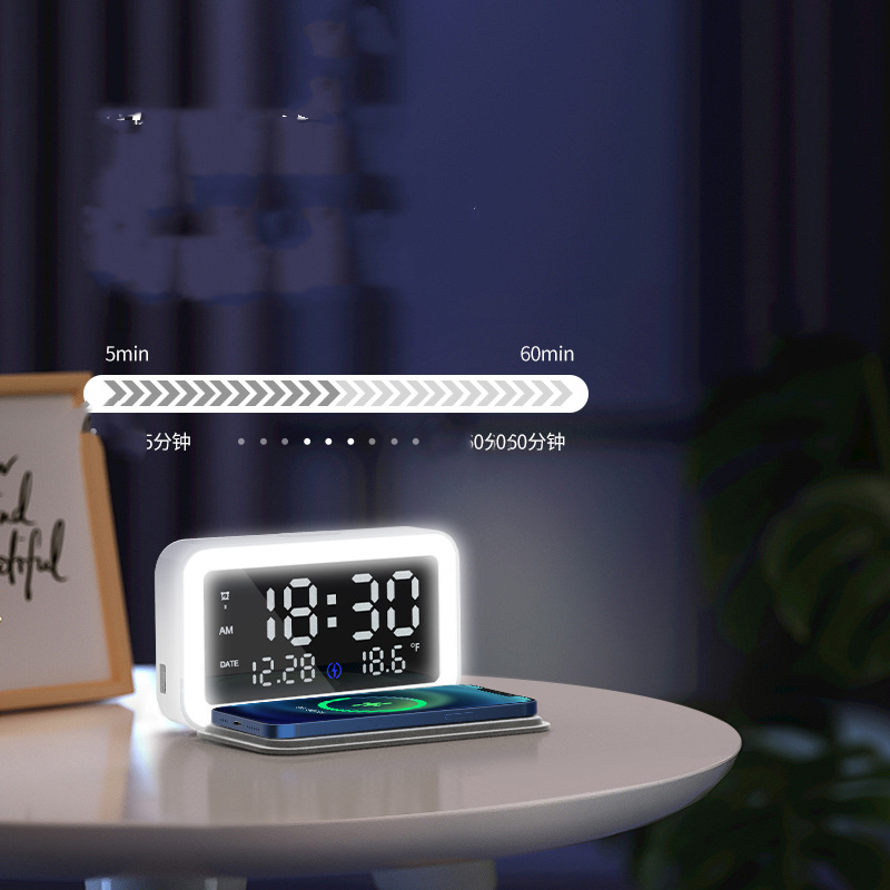 Multifunctional Fast Wireless Charging Bedside Digital Alarm Clock 12