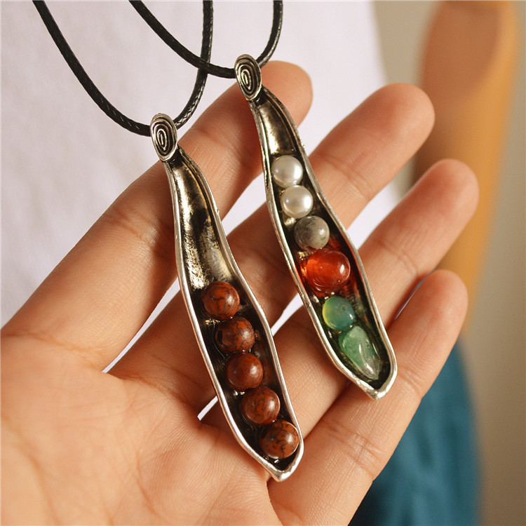 f7479464 de4c 4458 9c76 4c8b7e6f353c Women's Vintage Ethnic Antique Silver Distressed Pod Long Necklace