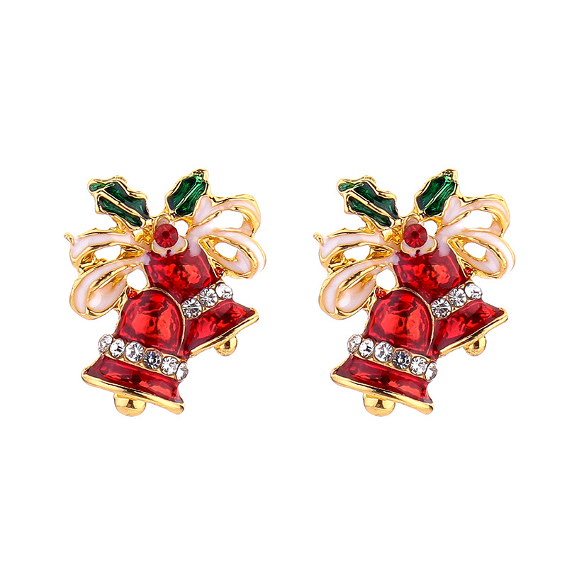 f7c406f8 2ec5 4a54 9b52 4bff725c9fdf Christmas Gift Dripping Oil Bow Bell Earrings