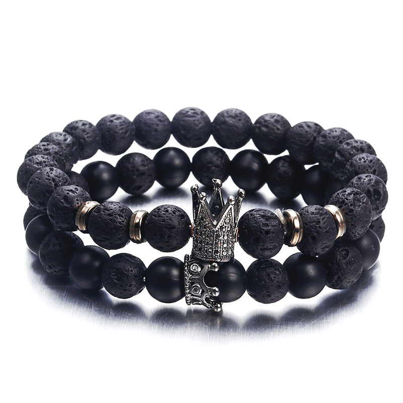 f7ed1cf7 3d51 4a84 b5f7 fa18cbc250b3 Fashion Lava Natural Stone Beads Bracelet For Women Men Man Crystal Crown Hand Bracelets Jewelry Mens Accessories