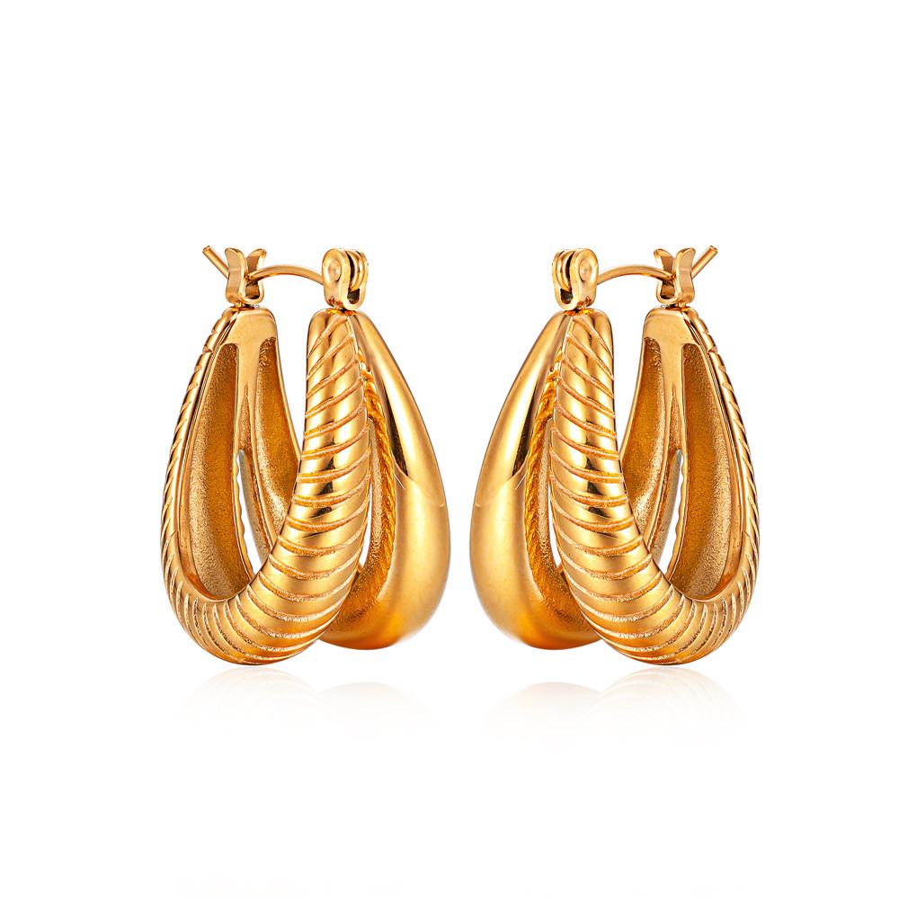 f80d779a aab2 46b6 9bc3 871fa434b900 Stainless Steel 18K Gold Geometric Double Layer Earrings