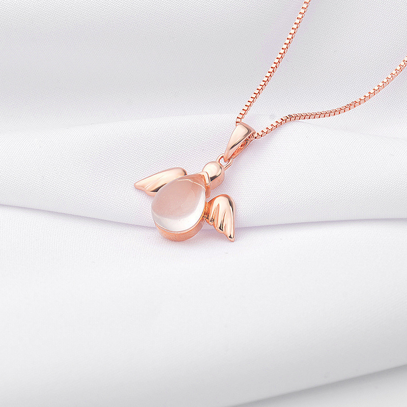 Stall Goods Korean Necklace Rose Gold Plated Synthetic Ross Quartz Pink Crystal Angel Women's Pendant Clavicle Chain Jewelry 4 f80f927b c367 43b4 9e2e 67ddec4bbdce Stall Goods Korean Necklace Rose Gold Plated Synthetic Ross Quartz Pink Crystal Angel Women's Pendant Clavicle Chain Jewelry