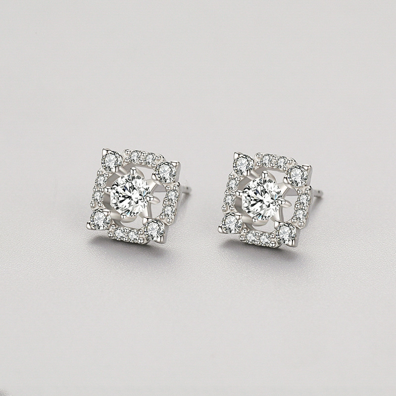 f871145a 73db 4974 9b66 ded6ee408ef4 S925 Sterling Silver Geometric Diamond Stud Earrings