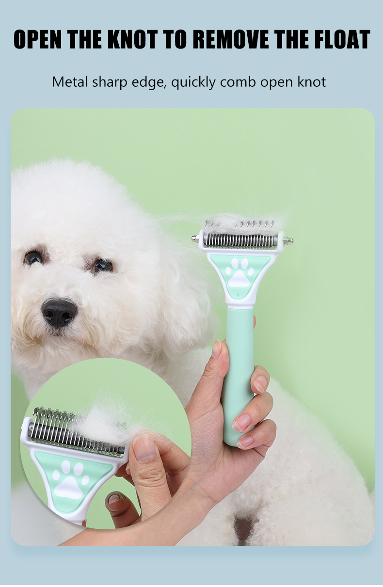 Factory Wholesale Dog brush Pet Hair Remover Double Sided Open Knot Comb Dog Dematting Tool Pet Dematting Rake Comb