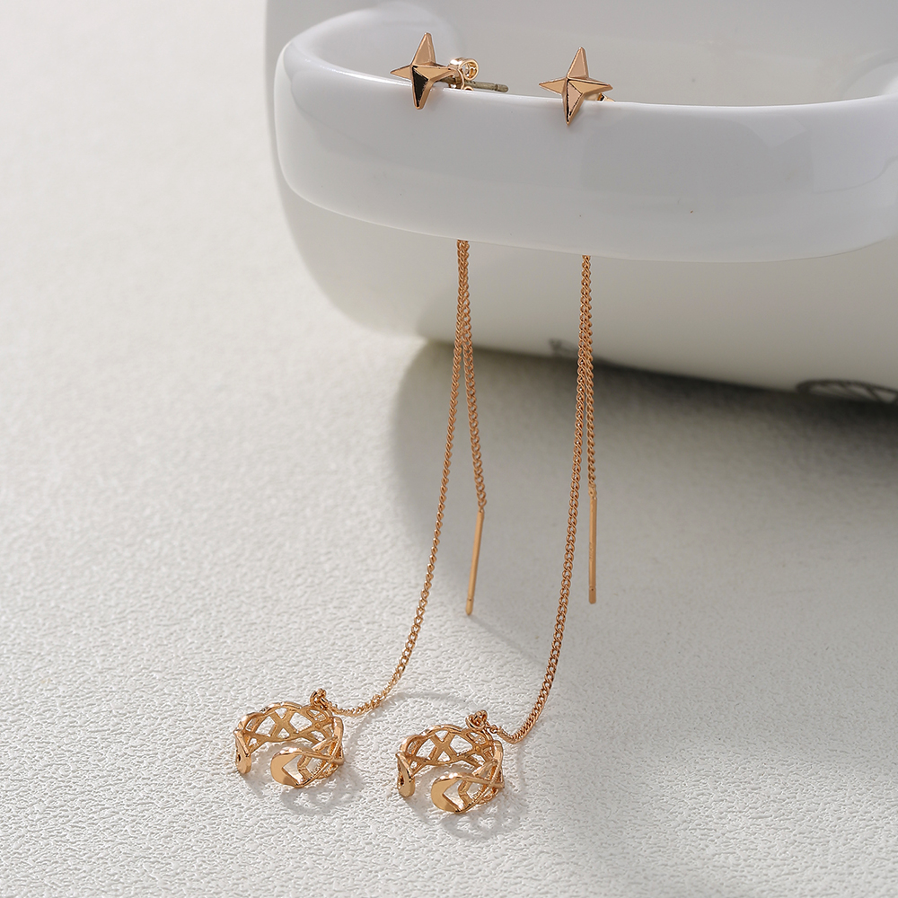 f97913ef 2810 45b9 84b3 1a6d33854156 Geometric Tassel Earrings Women's Long Diamond Inlaid New Fashion Net Red Temperament Earrings Face Show Thin Ear Line Jewelry