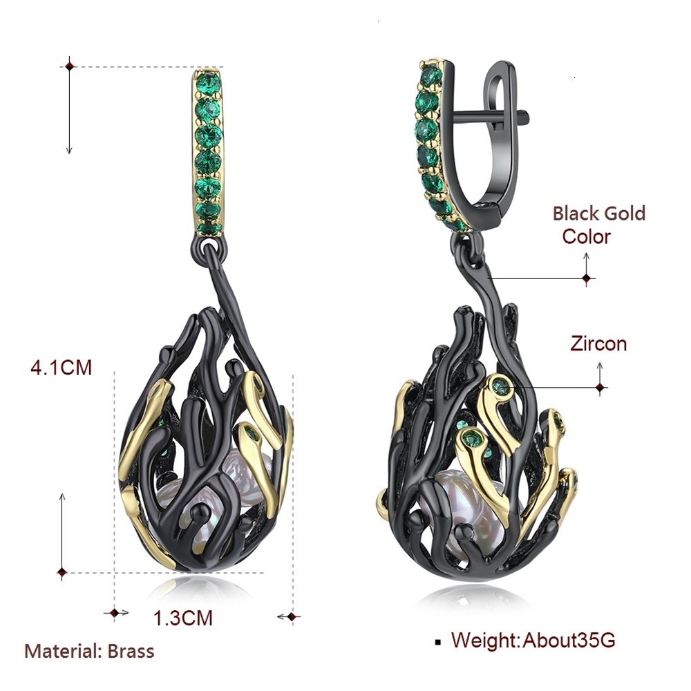 f97b8939 99b8 40d8 a52c 6025c4b579b7 Women's Personalized Black Gold-plated Party Earrings With Green Zircon