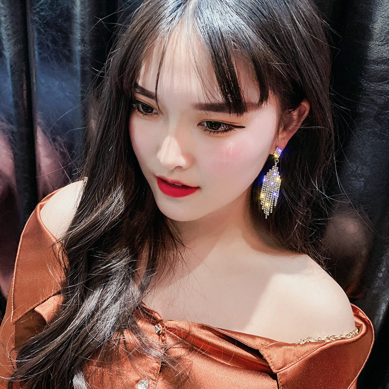 fa291926 b52b 410b 87ee 76b569e8b924 Silver Needle Exaggerated Fringe Earrings Female Personality