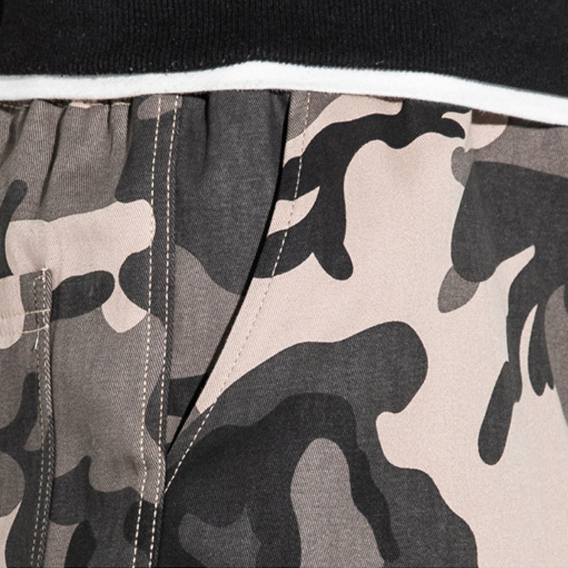 Men Camo Print Drawstring Multi-Pocket Cargo Sports Pants