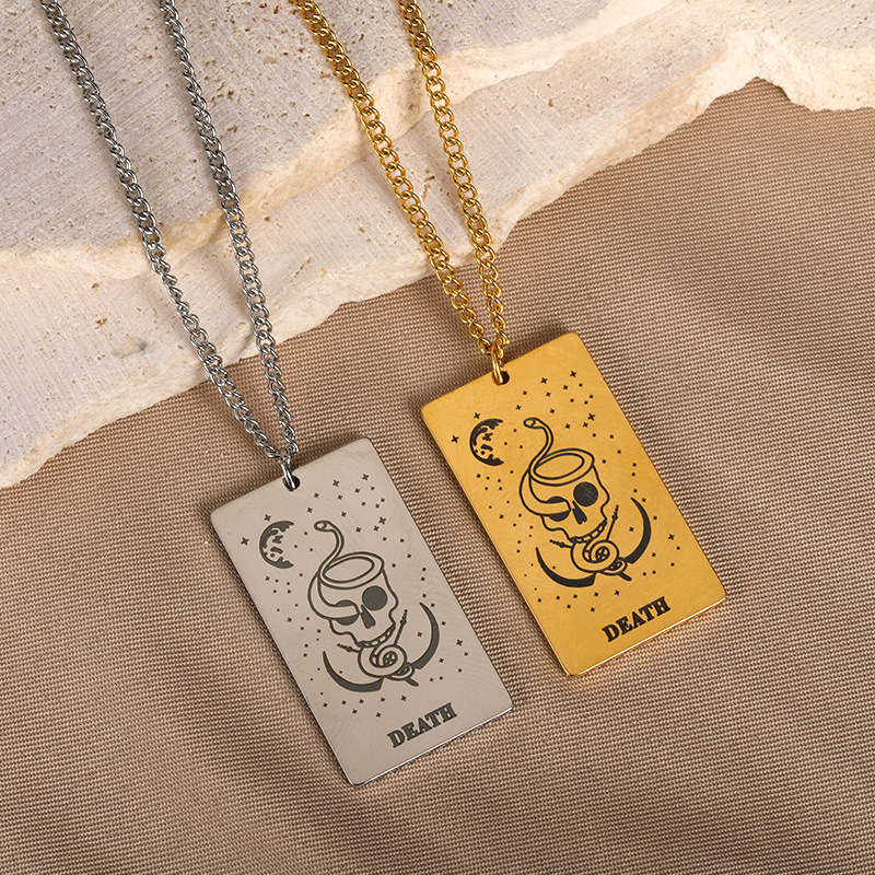fc572c03 c3b8 45f3 a32e f29f0e04afd9 18k Yellow Gold Stainless Steel Tarot Pattern Necklace