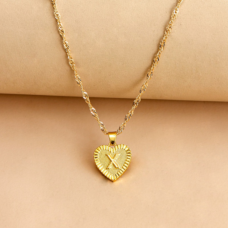 fd1766ef 6132 4601 82ec 812582c016a0 Hexagon Imitation Gold Pendant Necklace Peach Heart
