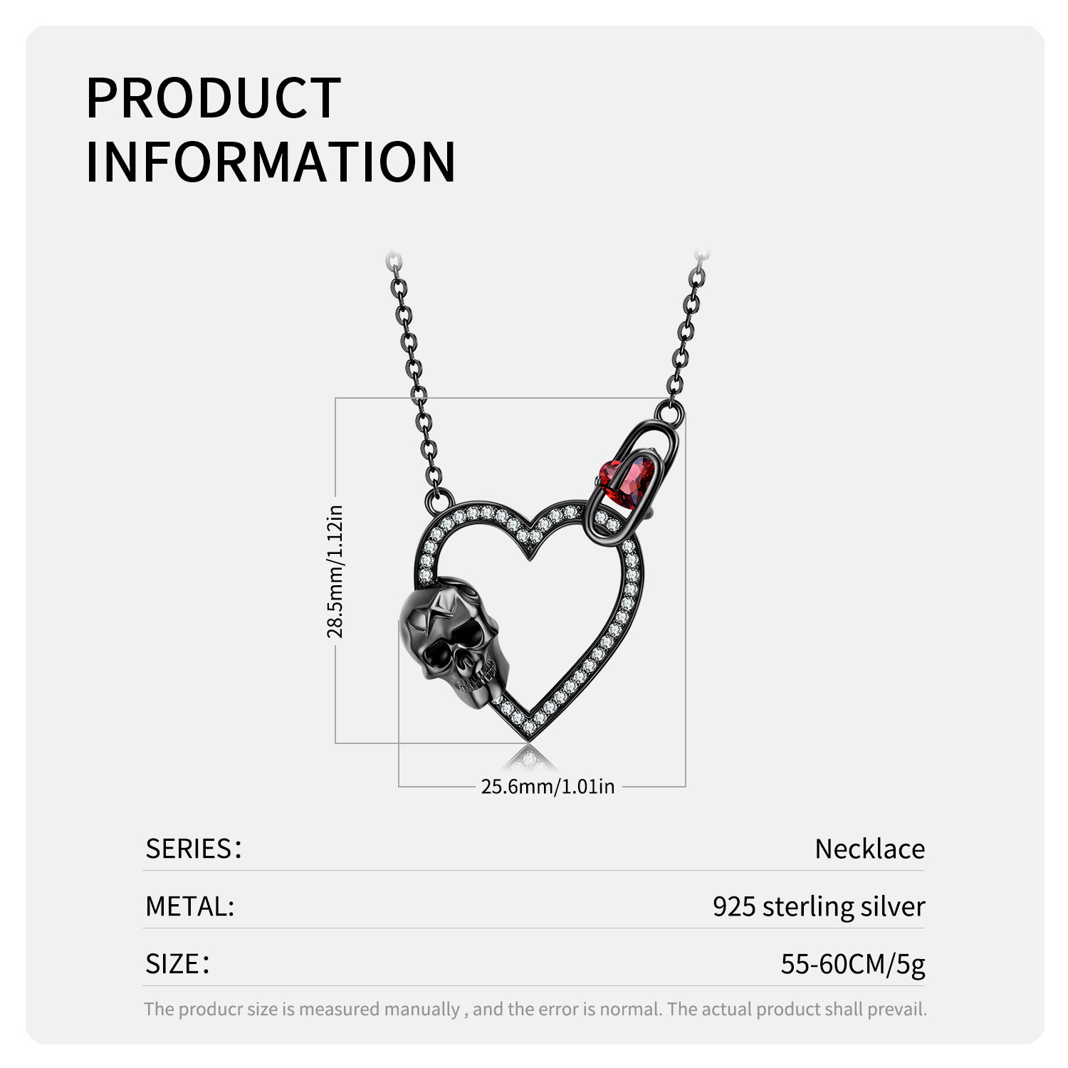 fd4ce92d 5936 46d5 bb04 0e8eab28dd3b S925 Silver Plated Black Gold Zirconium Set Skull Heart Necklace Dark Retro Gothic Punk