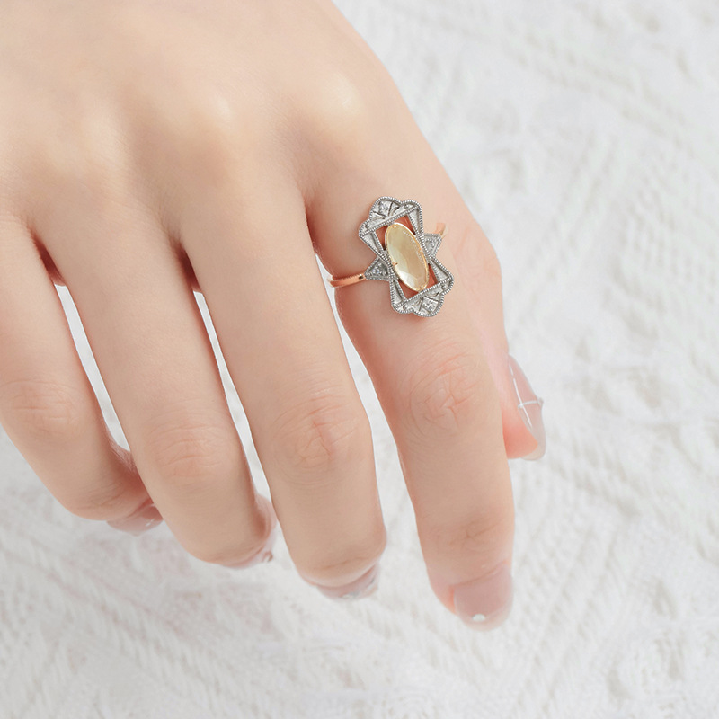 fe2fef90 bca9 4f8a 962e 8bbcf95399ec S925 Silver Gold-plated Precision Carving Natural Gold Grape Stone Ring