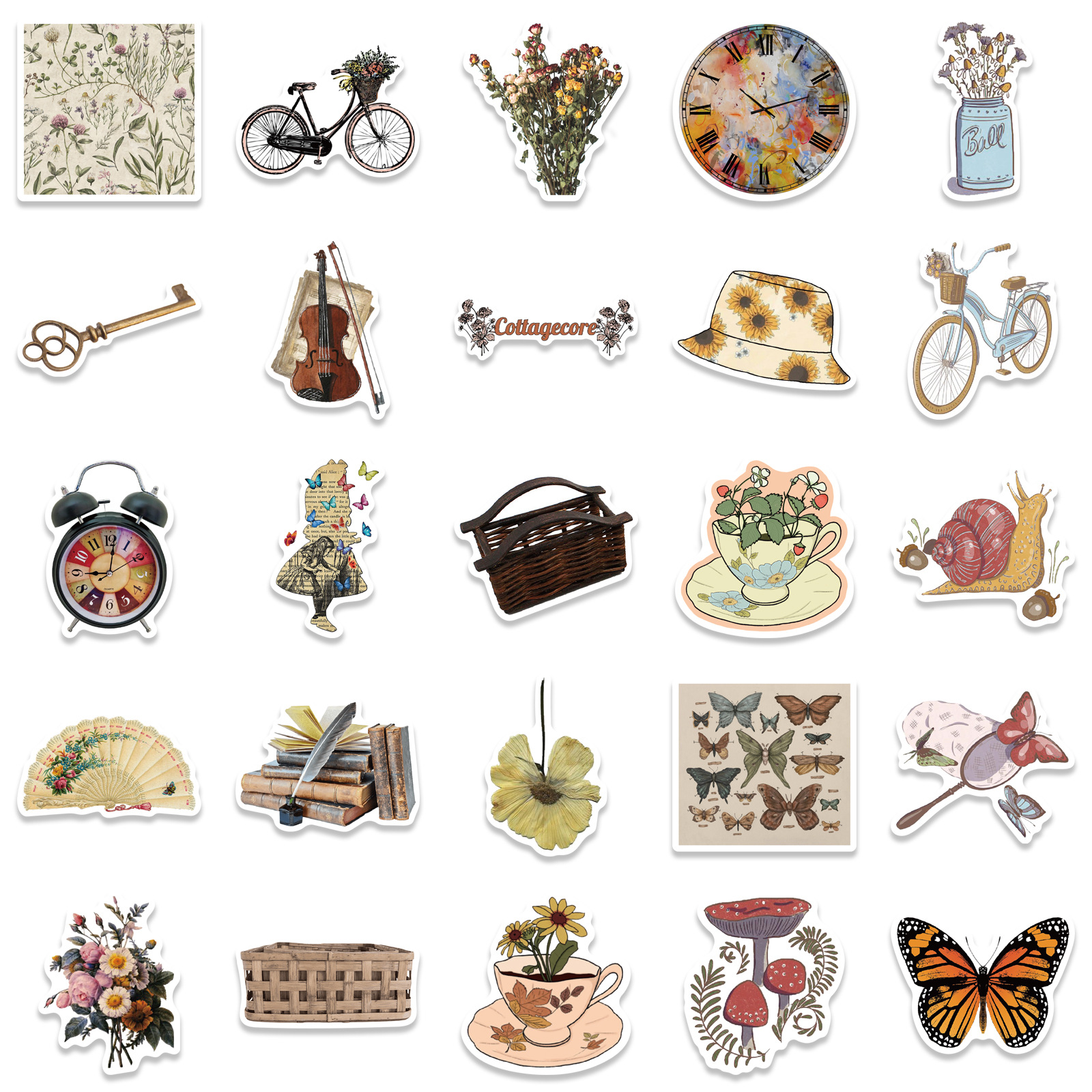 50 Pcs Cute Cottagecore Stickers set