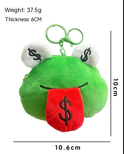 Title 1, Creative Cartoon Plush Money Frog Coin Purse Ke...