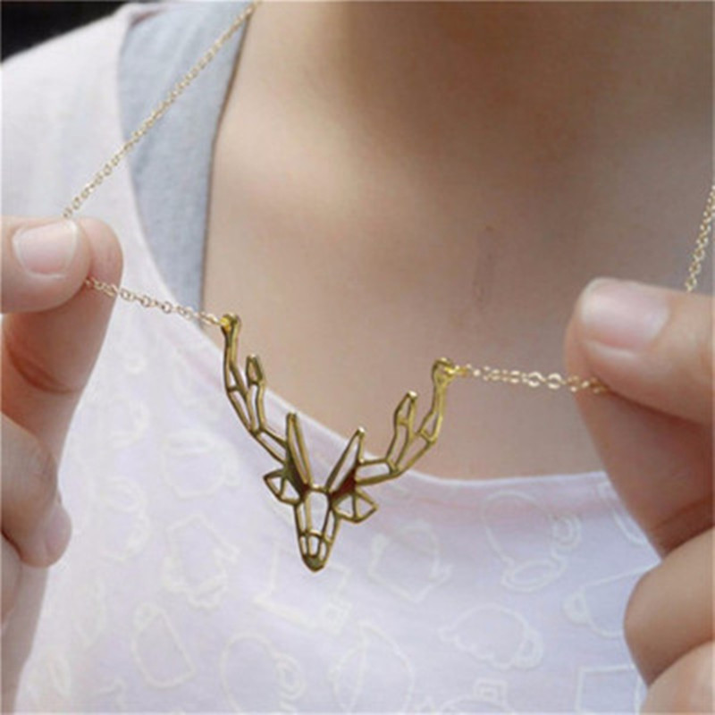 fe793c33 cc78 4eaf bc7e ffe4abeeb519 Origami Elk Horn Pendant Women's Necklace