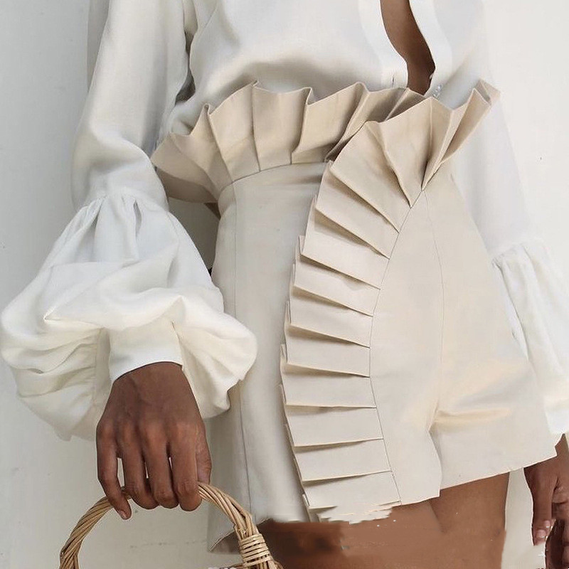 Fashion-Forward Solid Color Shorts Statement Ruffles 