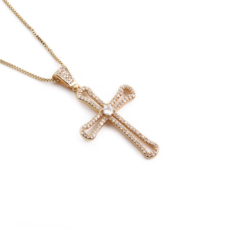 ff8a0bf5 3ebc 4c1e 978d 79c88e07e0a5 Lady 18K Gold-plated Copper With Zircon Cross Pendant Necklace