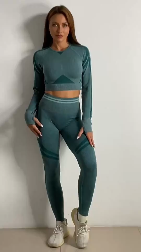 Wholesale Women Fitness Apparel Long Sleeve Workout Clothes Seamless Crop  Top Sportswear Fitness & Yoga Wear Sets - China High Waist and Seamless  price