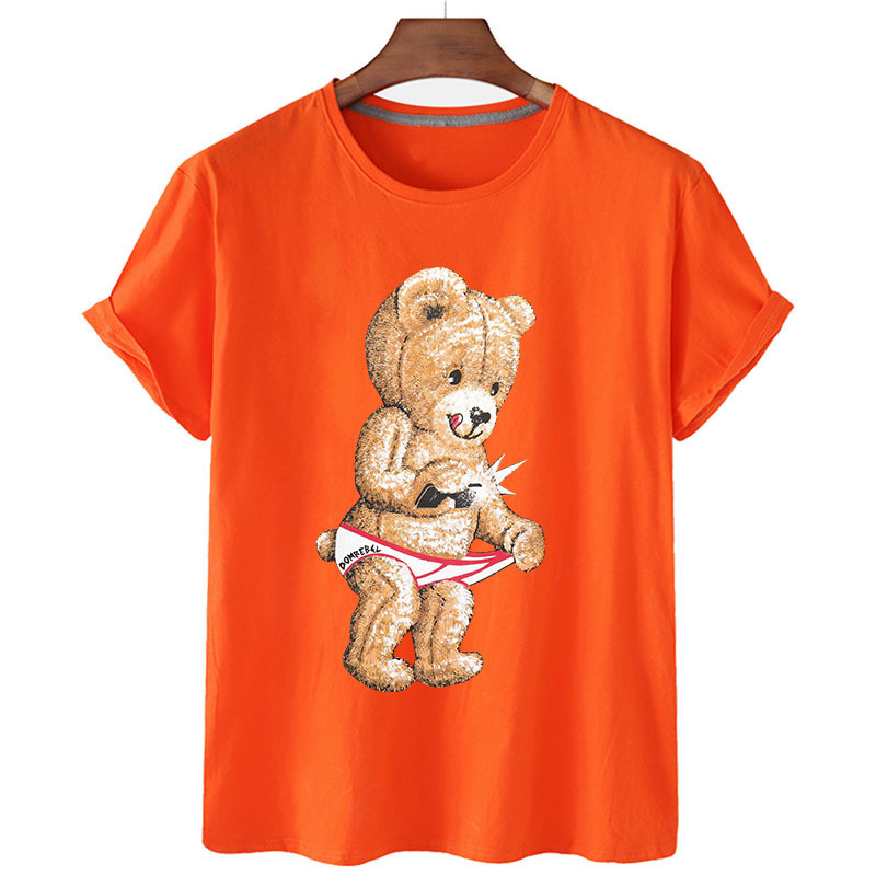 Title 2, Summer Casual Funny Bear Print Round Neck Loose...