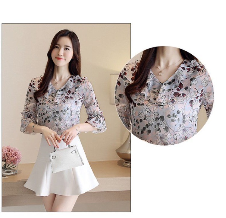 Title 9, Floral Chiffon Shirt Short Sleeve Women