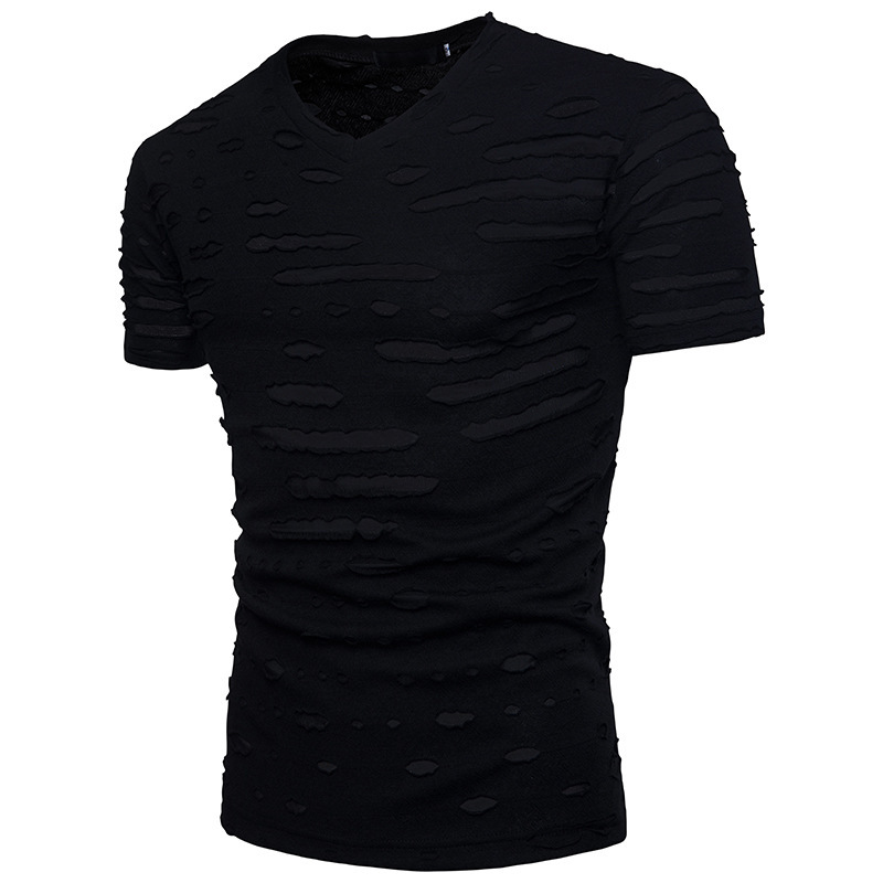 Title 6, Herenmode casual gescheurd T-shirt met korte mo...