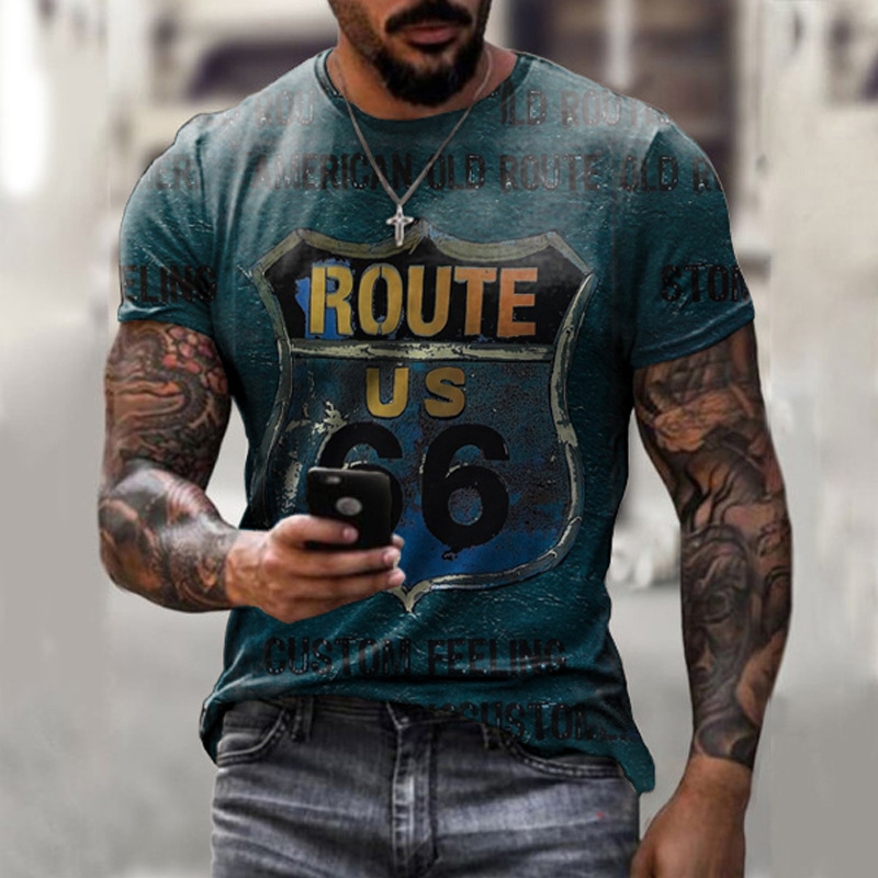 Title 6, Camiseta Slim-fit Digital Manga Curta Masculina...