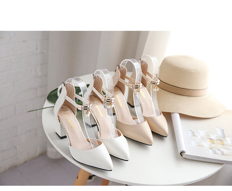 Pointed Toe High Heel Women's Fashion Shoes Korean Style Bag Toe Chunky Heel Sandals Women