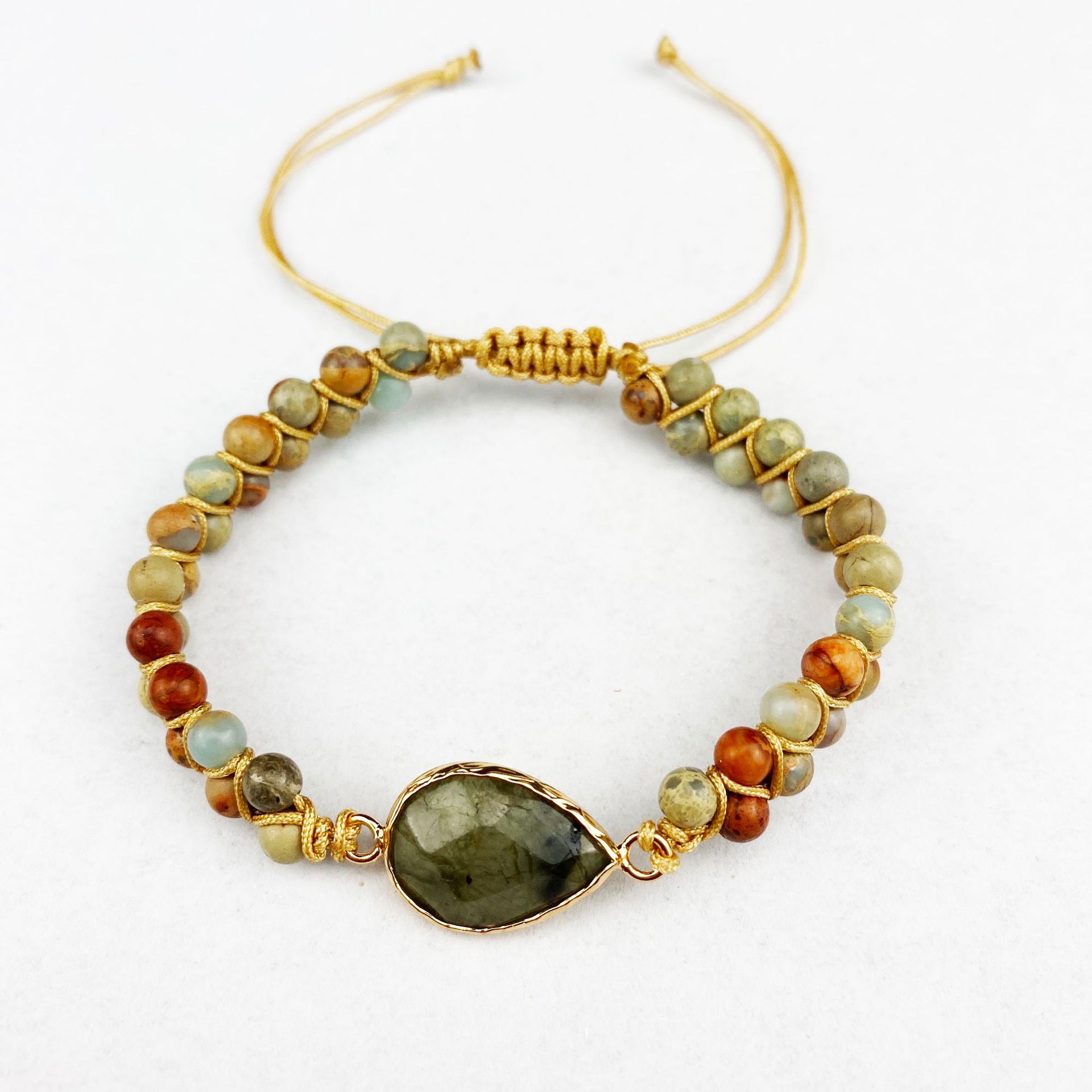 Title 1, Adjustable Natural Shoushan Stone Woven Bracelet