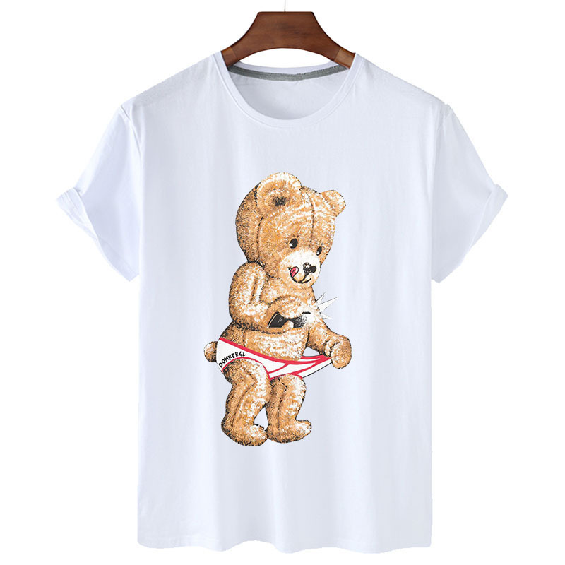 Title 6, Summer Casual Funny Bear Print Round Neck Loose...