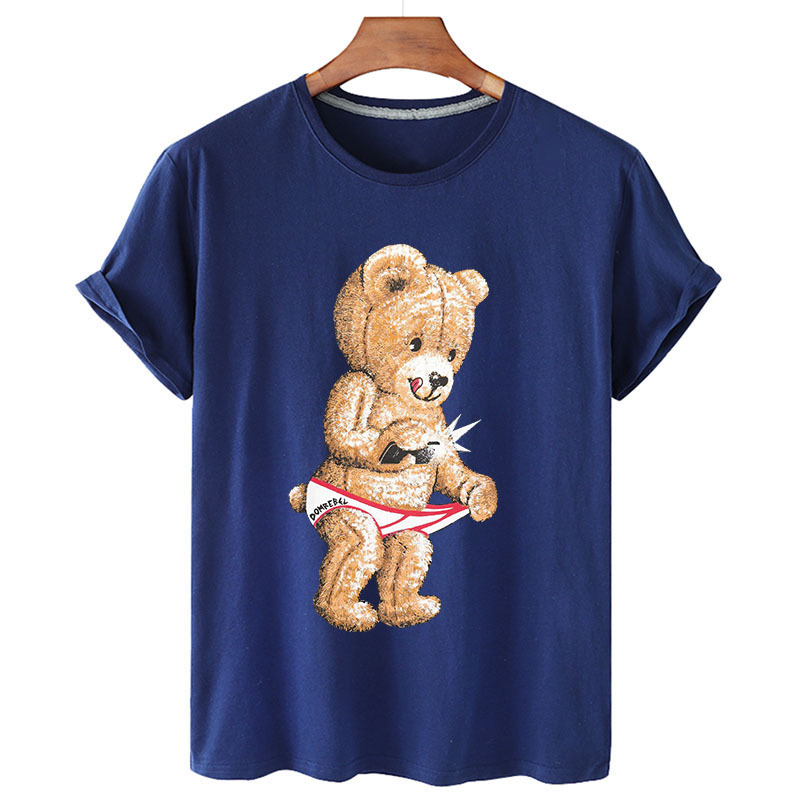 Title 3, Summer Casual Funny Bear Print Round Neck Loose...