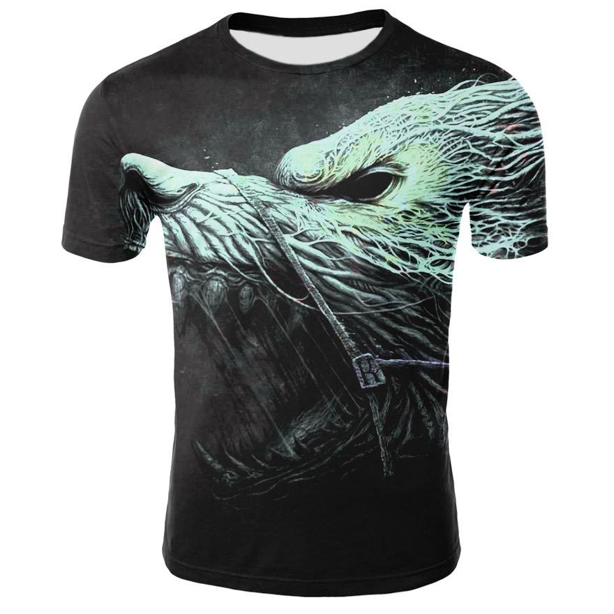 Title 2, Mens Wolf Digital Print T-shirt, European and ...